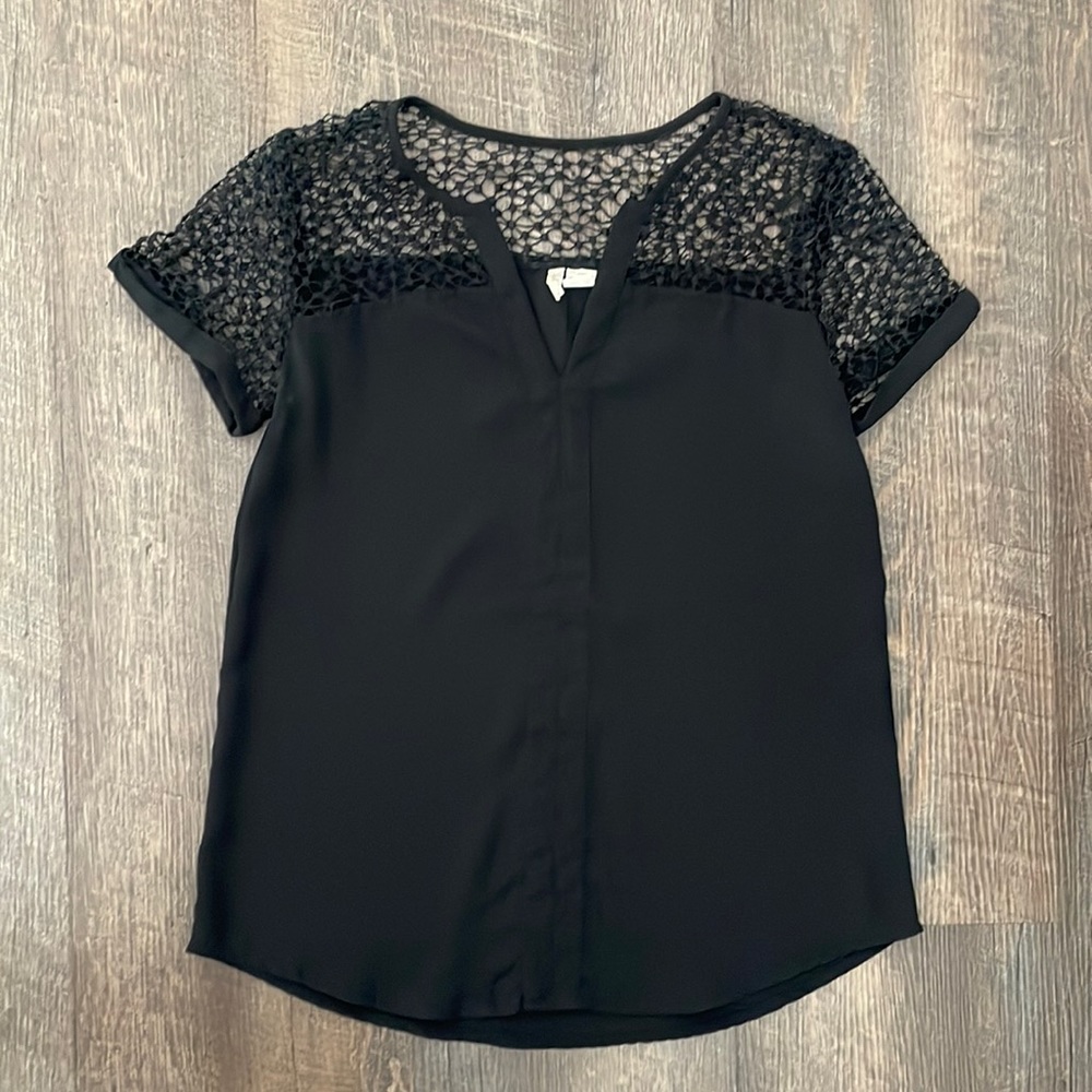Black Blouse w Crochet Top Detail - Women’s S